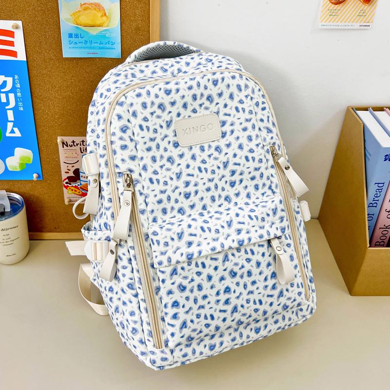 Cow Leopard Print Backpack Junior Senior High School Student Schoolbag Female Campus Backpack
