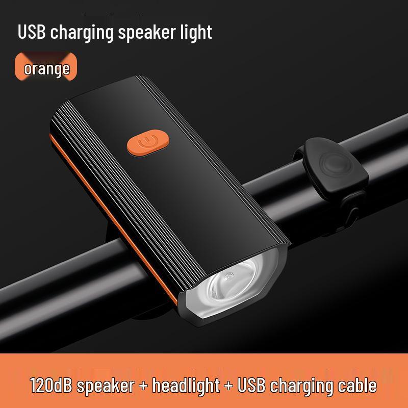 USB Rechargeable Bicycle Front Light & Horn for Night Riding
