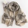 New Autumn and Winter Scarf Beige Striped Plaid Imitation Cashmere Scarf Warm Shawl Office Air Conditioner