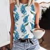 Модные летние топы с цветочным принтом 3D для женщин в стиле Харадзюку, свободный жилет с круглым вырезом и открытыми плечами без рукавов, женская майка