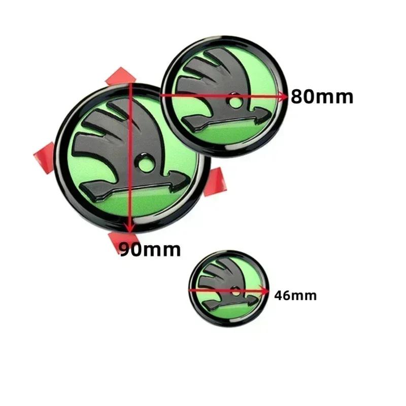 XOWS7 for Skoda 3Pcs Rapid Octavia Fabia Laura Superb 1 2 3 Kodiaq Karoq Car Front Hood Rear Trunk Emblem Steering Wheel Logo Sticker