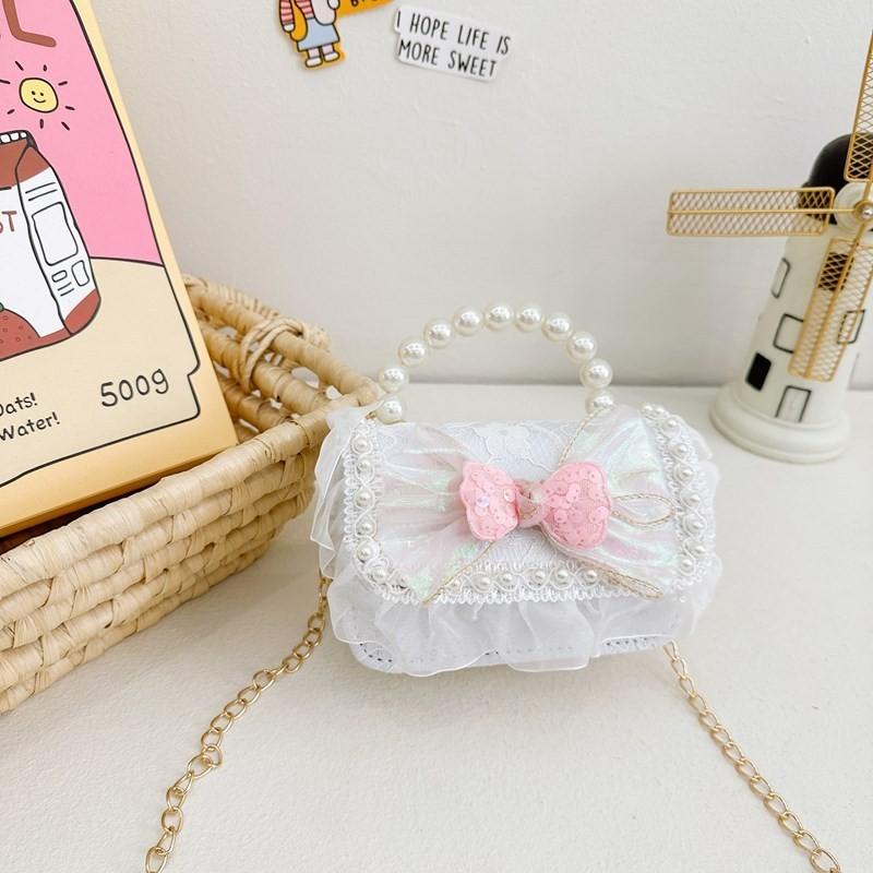 Модная Мини-сумка на плечо для детей с милым дизайном в виде банта и модным цепочным ремешком