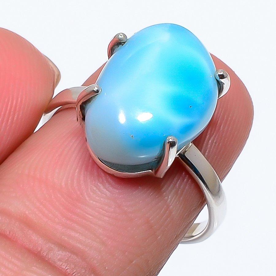 Кольцо из стерлингового серебра 925 пробы с драгоценным камнем Natural Republic Larimar S.8 Q4C48