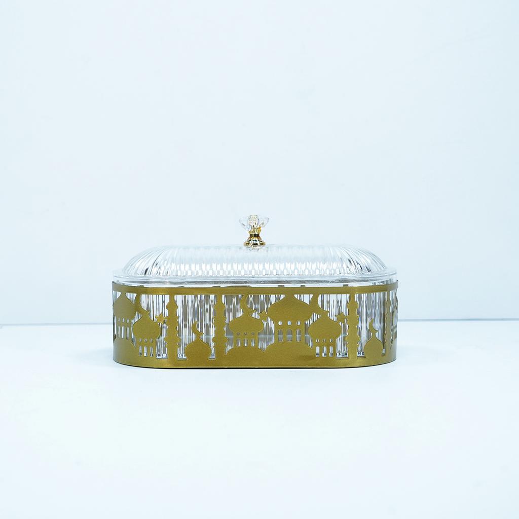 1 шт. Фестиваль Рамадан Конфеты Снеки Коробка для хранения Ид Конфеты Снеки Банка Пластиковая Металлическая Конфетница Для Свадебной Вечеринки Украшение Дома Комнаты