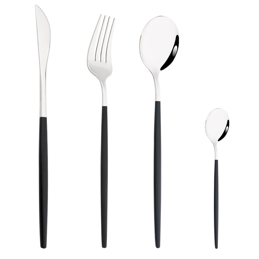 4pcs Gold Dinnerware Set Stainless Steel Tableware Set Knife Fork Spoon Flatware Set Dishwasher Safe Silverware Cutlery Set