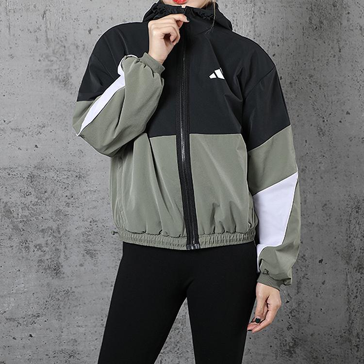 Adidas Спортивная куртка с капюшоном Colorblock, унисекс, черные, зеленые, FM9323
