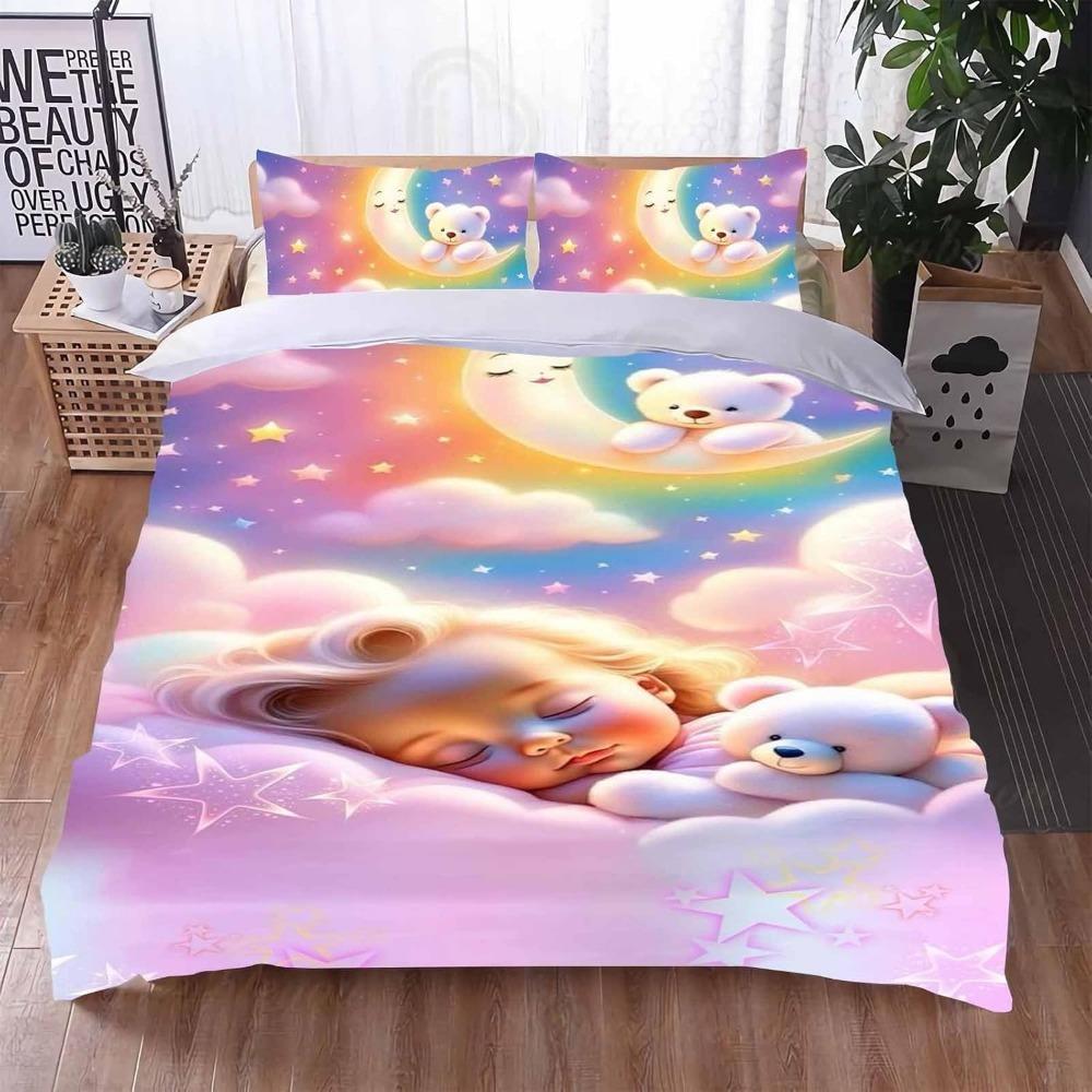 Милый плюшевый мишка Детский Взрослый Пуховый Пододеяльник Мультяшное Животное Постельное белье, Красочный Удобный Полноразмерный Пуховый Пододеяльник Де