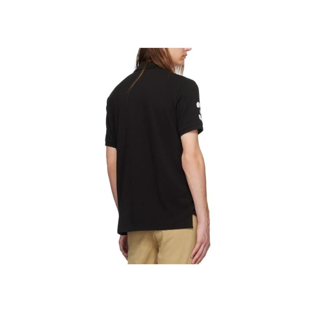 Polo Ralph Lauren Letter Knight Pattern Button Long Sleeve Polo Shirt Men tops Black 710814769-001