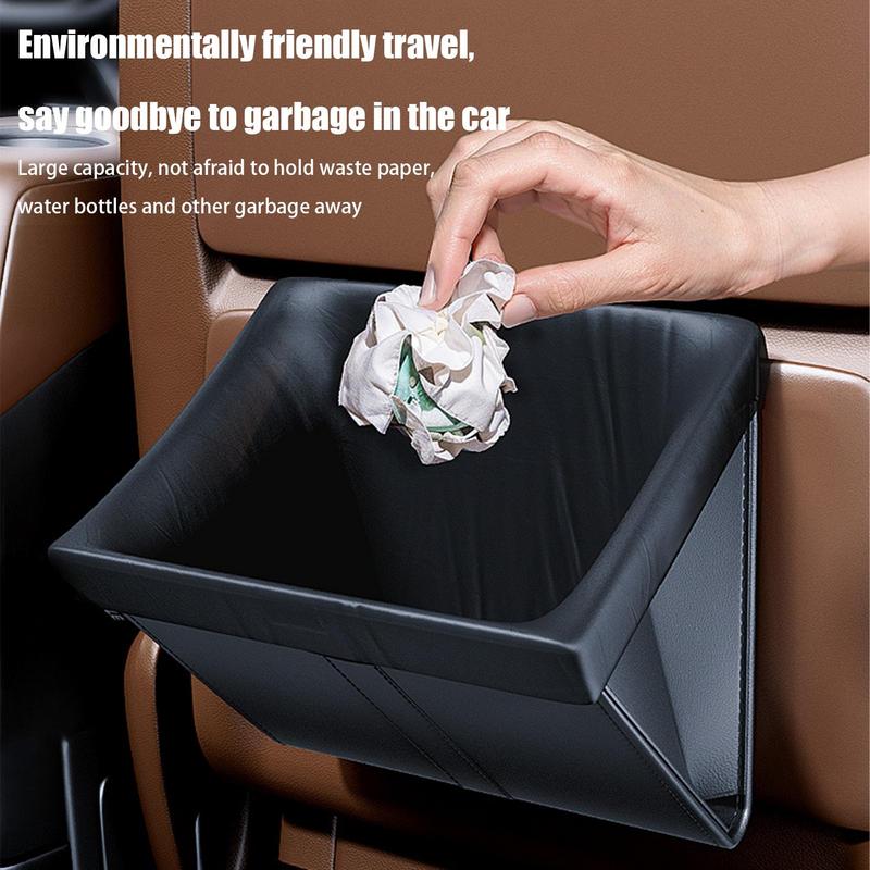 Car Trash Bin Magnetic Automotive Trash Bin Passenger Side Storage Pocket Magnetic Car Garbage Organizer For Car Seat Back