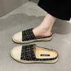 Баотоу полутапочки женские туфли рыбака летняя обувь новые на плоской подошве универсальные с одним педалем ленивые полуподдерживающие одинарные туфли
