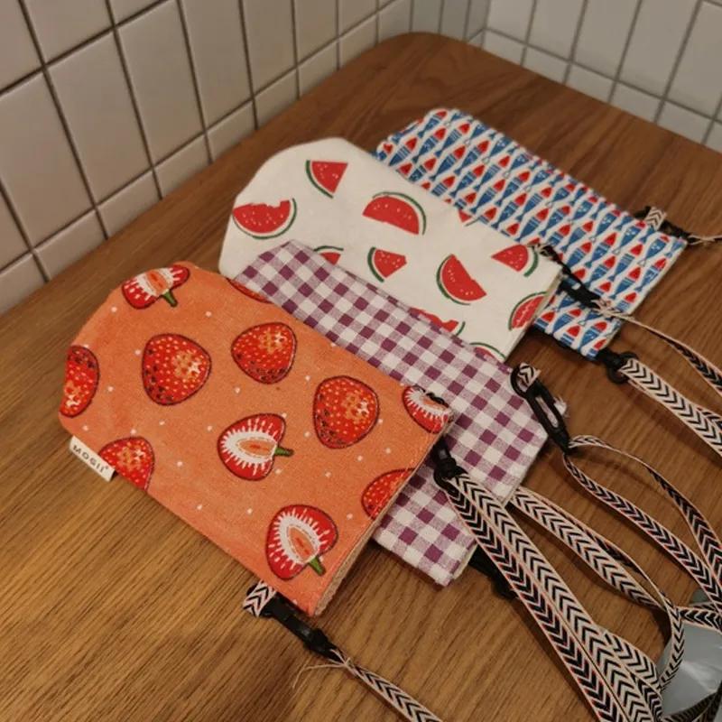 Сумка для хранения стаканов, хлопчатобумажная льняная парусиновая сумка для стаканов для воды на открытом воздухе, простая ручная подвесная веревка, диагональный пролет, чехол для стакана, изолированный чехол для стакана для молока и чая YLE59