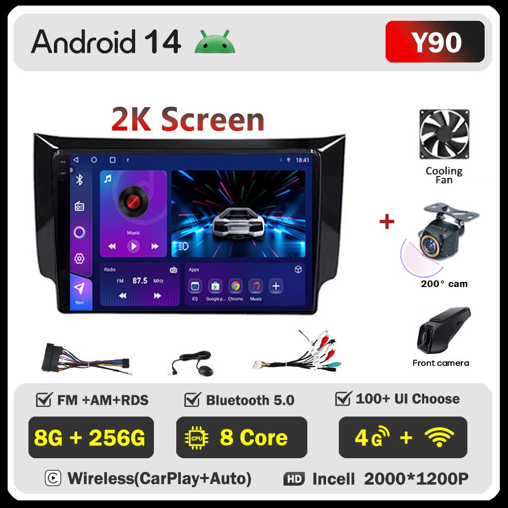 Автомобильное радио Android 14 для Nissan Sylphy B17 Sentra 12 2013-2018 2din Carplay Auto Screen Stereo Head Unit Autoradio 10 дюймов Wifi