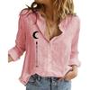 Женская мода, свободная рубашка с лацканами, летняя и осенняя хлопковая льняная рубашка на пуговицах, женские повседневные блузки с принтом