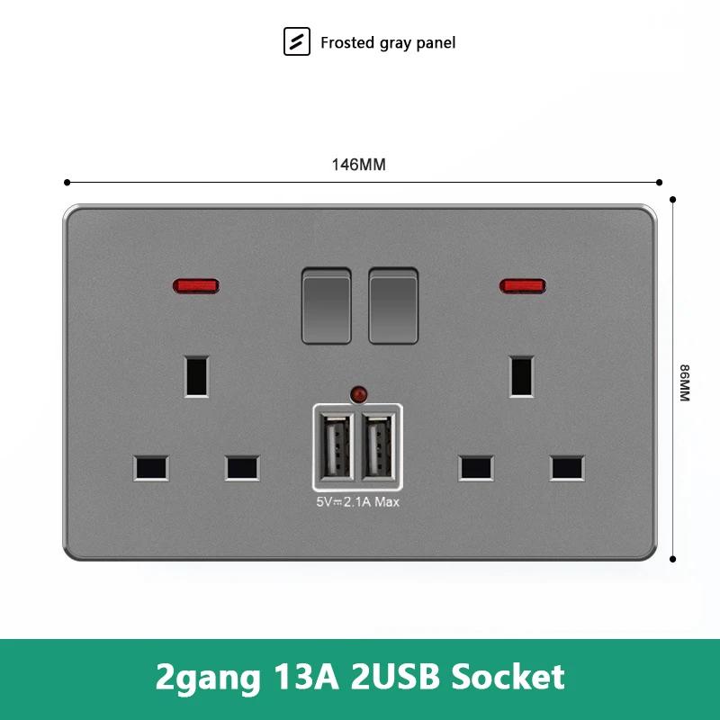 Великобритания 13A с USB Type-c 18W быстрая зарядка настенная силовая розетка вилка, Универсальный настенный выключатель света двойной USB электрическая розетка AC110-250V