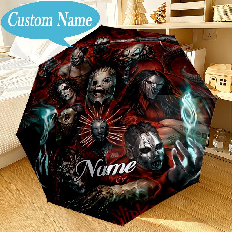 Custom Name Umbrella Slipk-not Artistic Masks Umbrella 8-Frame for Travel, Camping, Casual Lightweight Portable, Essential for Family Gifts