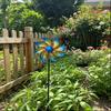 Wrought Iron Double-Sided Pinwheel Wind Chime Garden Decor