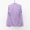 Summer Women Fashion Denim Waistcoat Short Slim Sleeveless Jacket Hole Cardigan Tops Denim Vest Plus Size