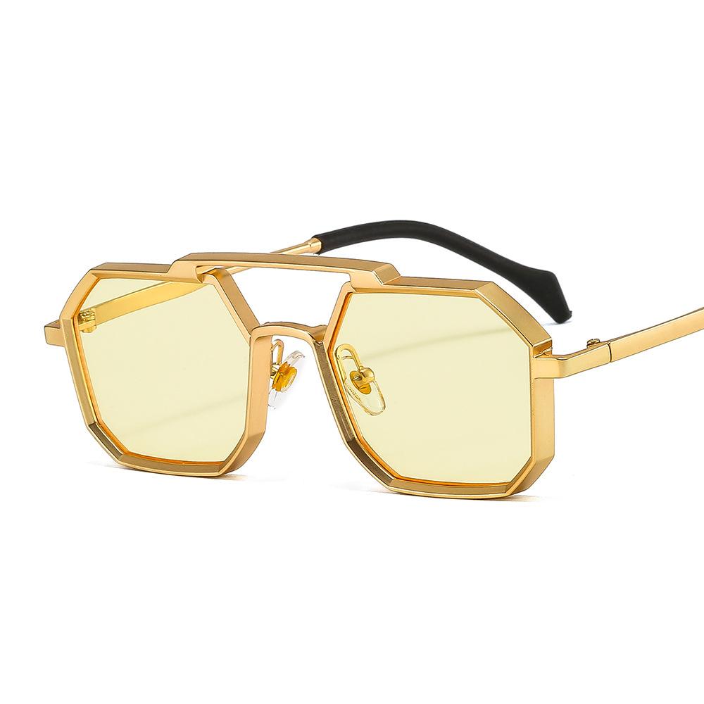 New Double Bridges Metal Large Frame Sunglasses UV400 Fashion Women Men Designer Mirror Eyewear Gafas de sol