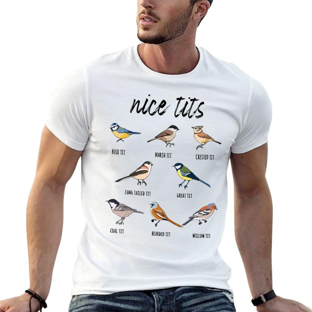 Nice Tits Funny Bird Watching T-Shirt oversizeds shirts graphic men clothes