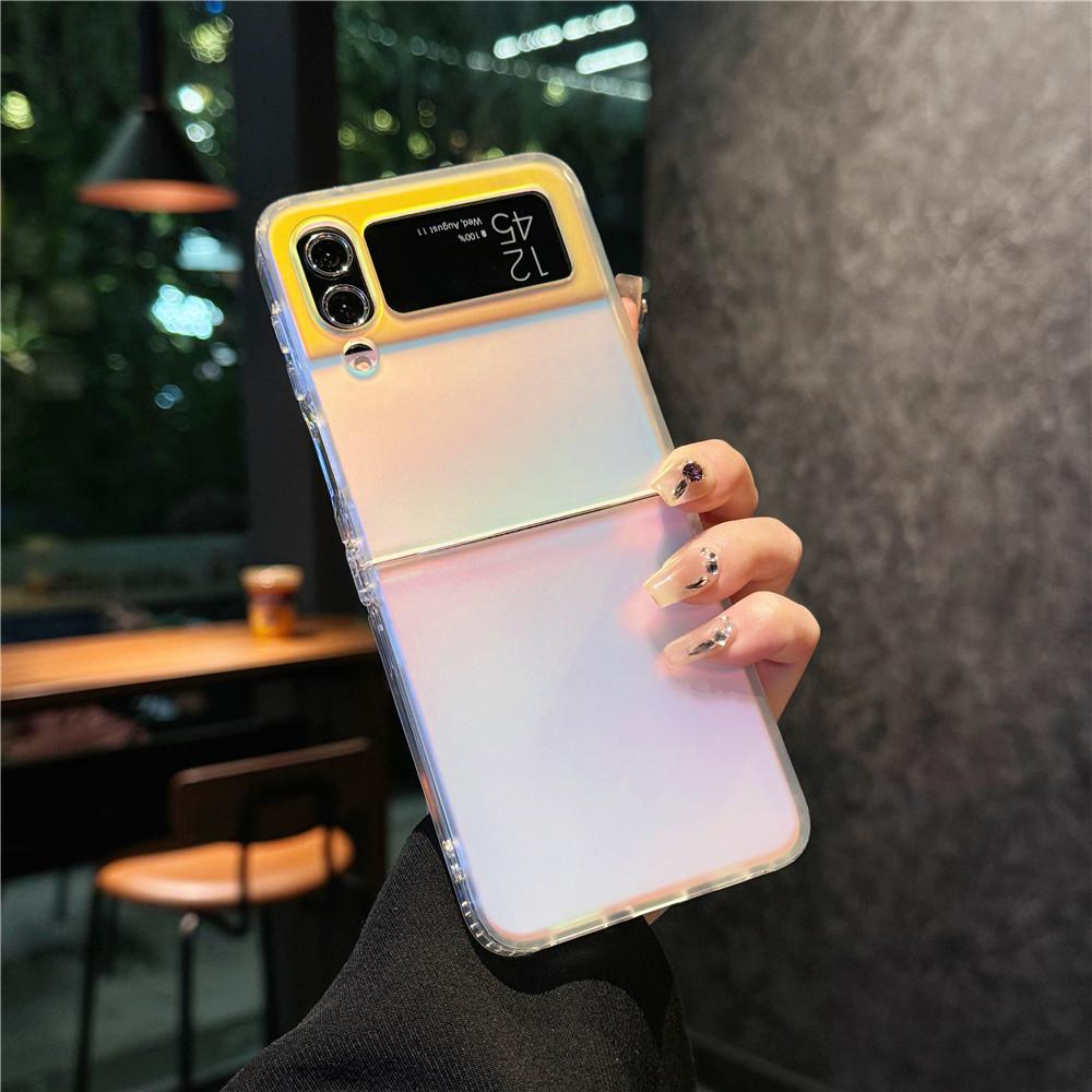 Подходит для чехла для мобильного телефона Samsung Zflip6 Zflip7 Магнитный складной Zflip5 4-го поколения Прозрачный блестящий защитный чехол