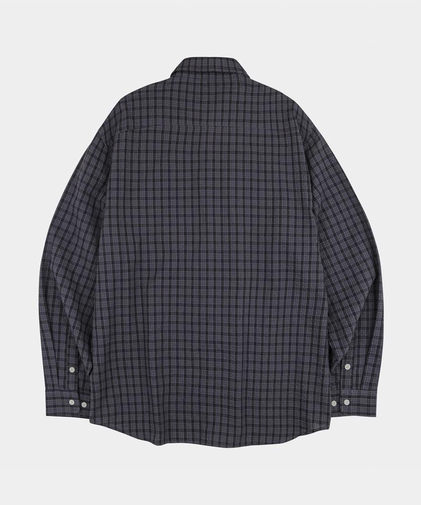 LETTERCOMO Clove Wrinkle Check Shirt Charcoal