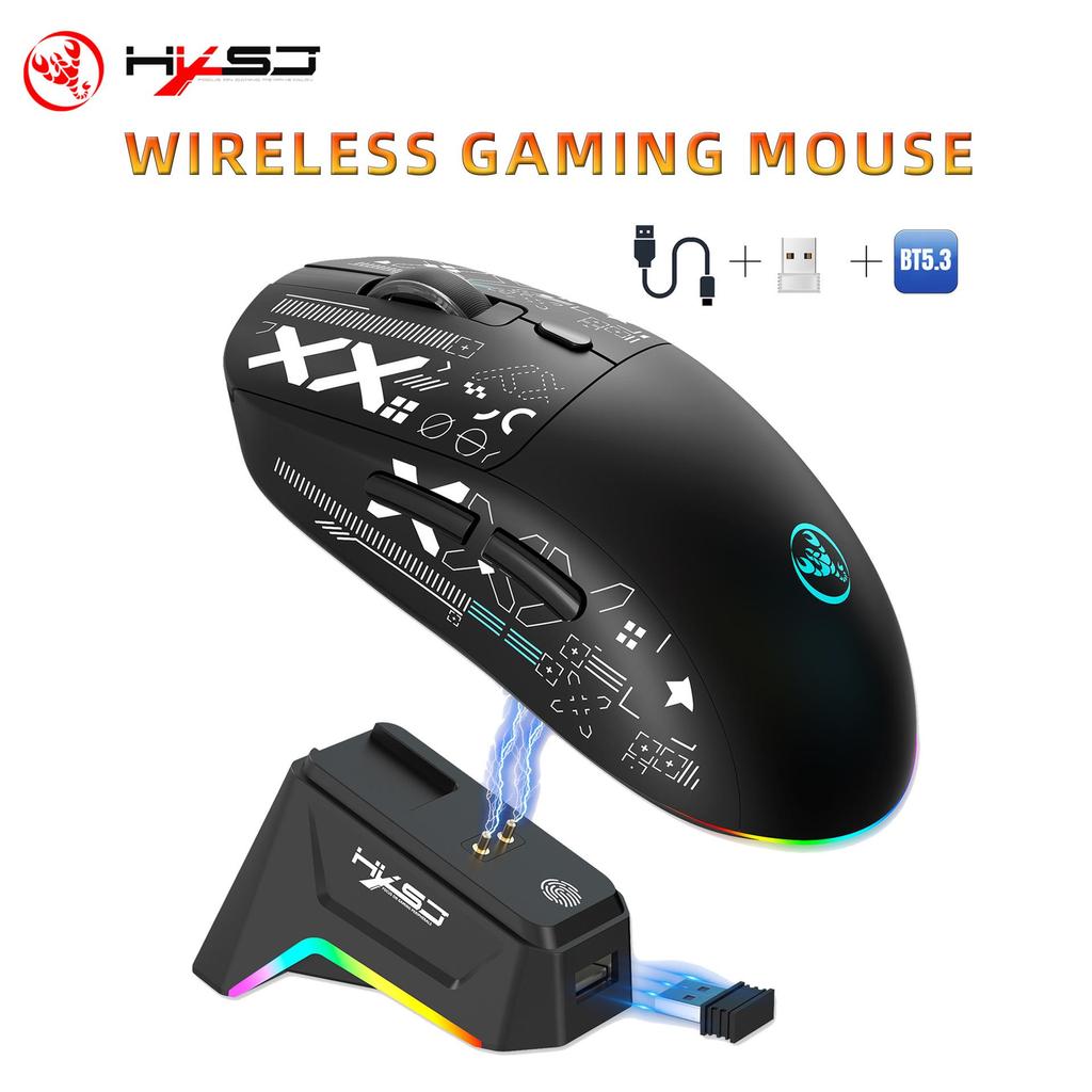 Игровая мышь 2.4G Bluetooth RGB с тремя режимами и аккумулятором 650 мАч