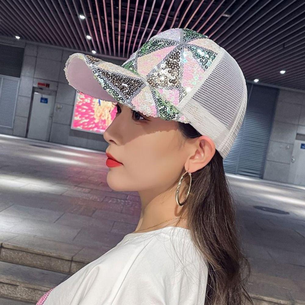 Хлопковая блестящая кепка-сетка, регулируемая, бейсболки-сетки, модные солнцезащитные шляпы для женщин, девушек