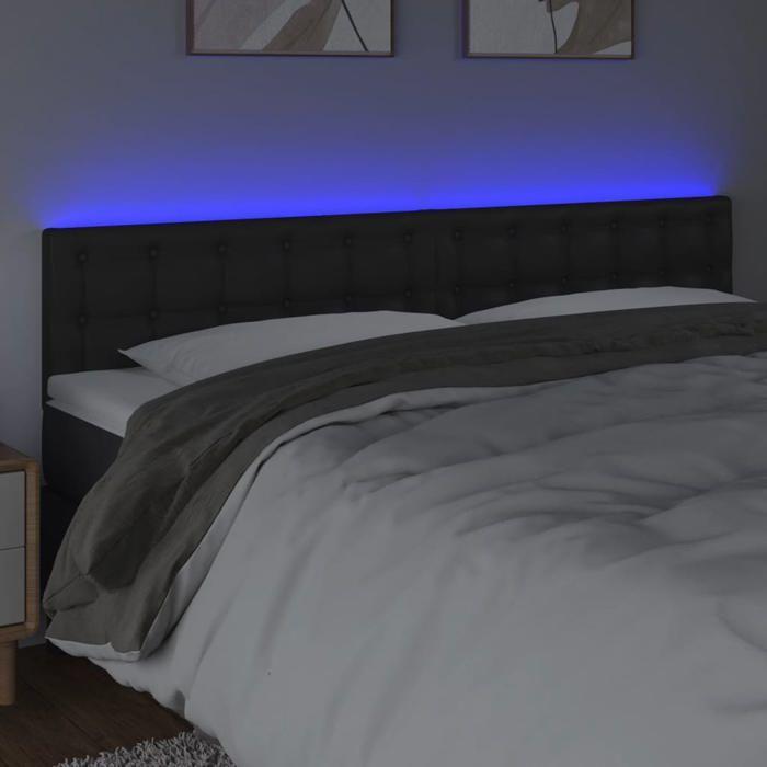 VidaXL LED Headboard Bedroom Furniture Double Bed Accessory Head of Bed Frame Interior Black 3121708