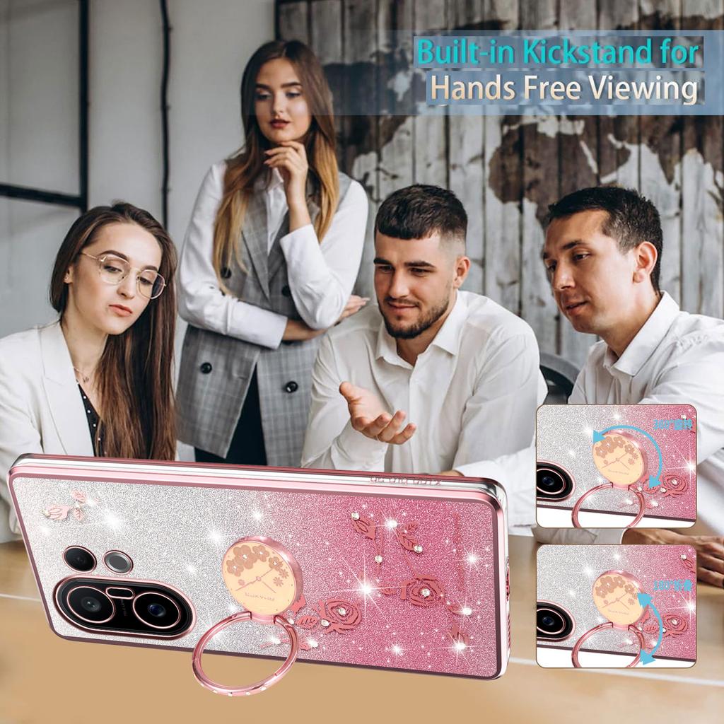 KADEM Чехол для vivo S30 Pro mini 5G с кольцом-подставкой, ТПУ, с цветами, чехол для телефона с градиентным блеском