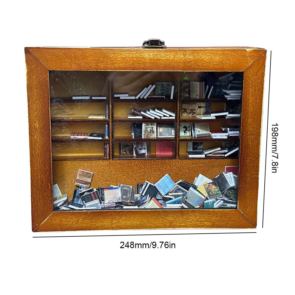 Mini Bookshelf Miniature Library Miniature Shake Away Your Anxiety Book Display Cabinet Bookcase Decoration Home Decor Gift