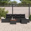 VidaXL Ensemble de Canapé de Jardin 6 Pièces avec Coussins Noir Poly Rattan Acacia 3347947