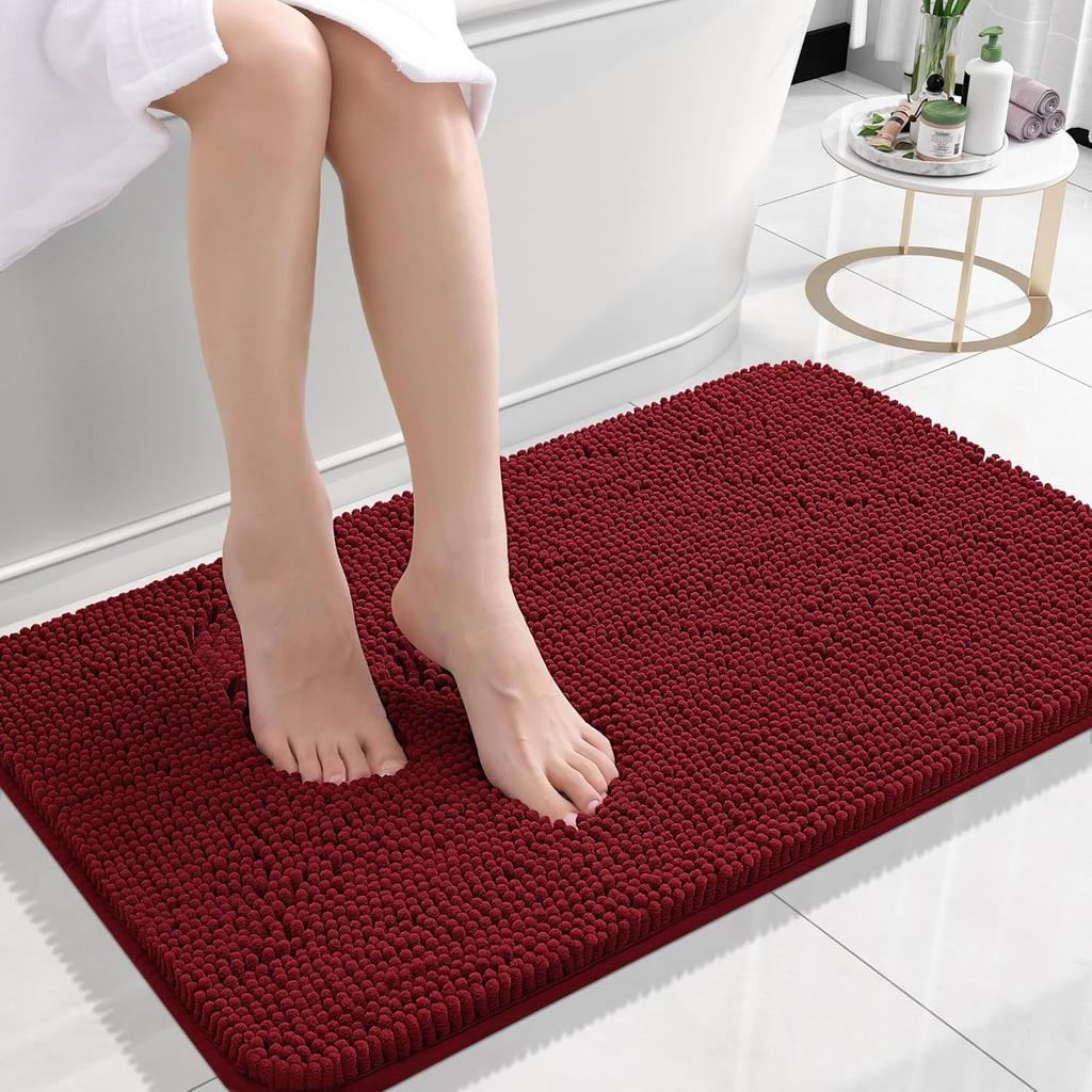 Long Haired Chenille Floor Mat Absorbent Carpet Plain Color Anti Slip Home Foot and Door Mat Home Hotel Bathroom Bedroom Foot Pedal
