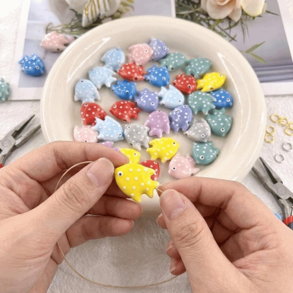 Colorful Fish Ceramic Beads Kawaii Loose Beads Fun Tropical Spacer Beads Bracelet