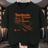 Мужская футболка с круглым вырезом, европейские размеры, Школа музыки Technic, с динамичным дизайном музыки и проигрывателя