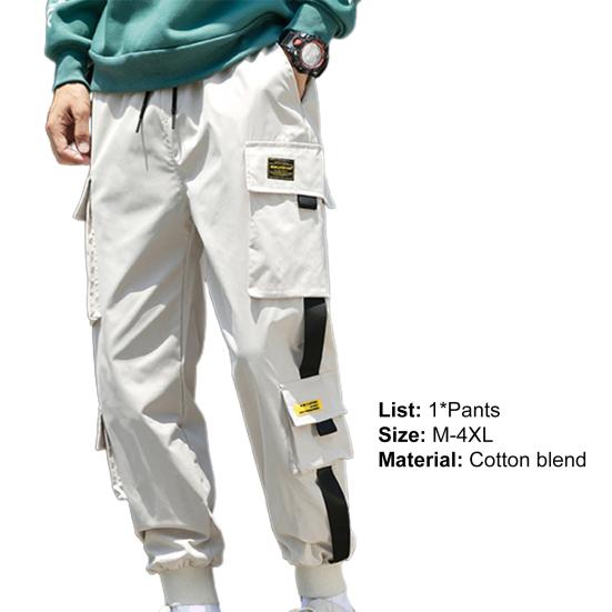 Брюки-джоггеры с карманами и карманами, мужские брюки с эластичной талией, уличная одежда, молодежная одежда