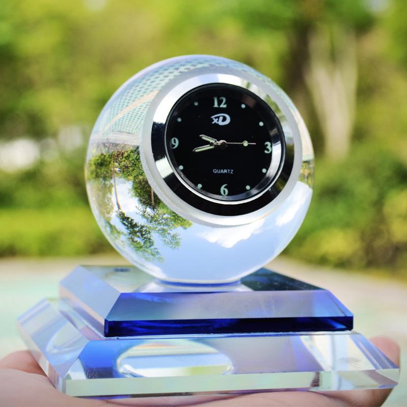 Car Crystal Perfume Seat Crystal Ball with Clock Car Perfume Seat Car Creative Gift Ornaments Interior Accessories