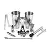 14pcs/set Mixology Bartender Kit Cocktail Shaker Set with Boston Shaker/ Jigger/ Pourers/ Ice