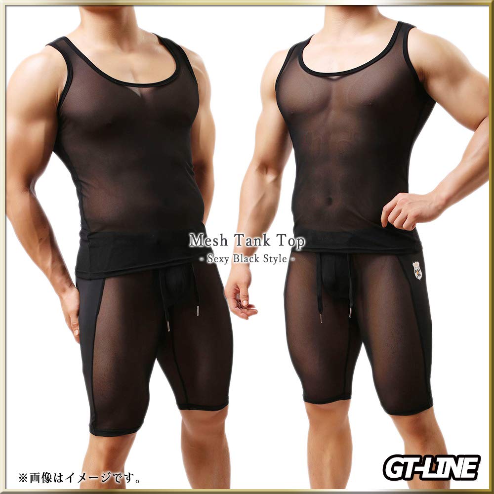 Transparent Tank Faux GTLINE Favolic [GTLINE] Top, Mesh, V-Neck, Sheer, Men's, Translucent, Leather, Adults, Underwear, Leather, Cosplay, Macho,