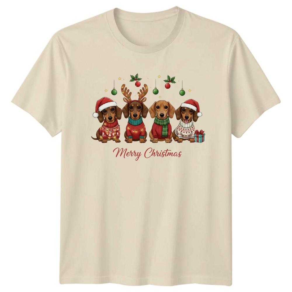 Merry Christmas Dachshund Dogs Christmas Holidays Unisexs TShirt Unisexs Tee