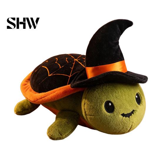 Portable Bag Accessory Halloween Cute Turtle Plush Toy with Wizard Hat, Soft Small Keychain Pendant Stuffed Animal, Pendant, Holiday Party Favors Hat