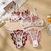 Sexy Bra + Panties 2-Piece Underwear Set Intimates Breathable Sets Floral Embroidery Bras Suit Women Sheer