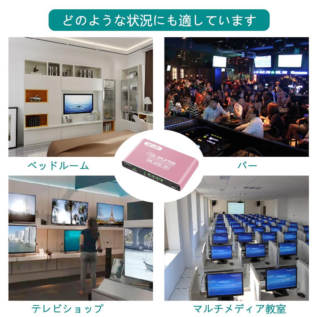 Разветвитель HDMI 1 вход 4 выхода Разветвитель HDMI Автоматическое переключение разрешения 4 экрана Одновременный вывод 3D визуальный эффект Оснащен позолоченным