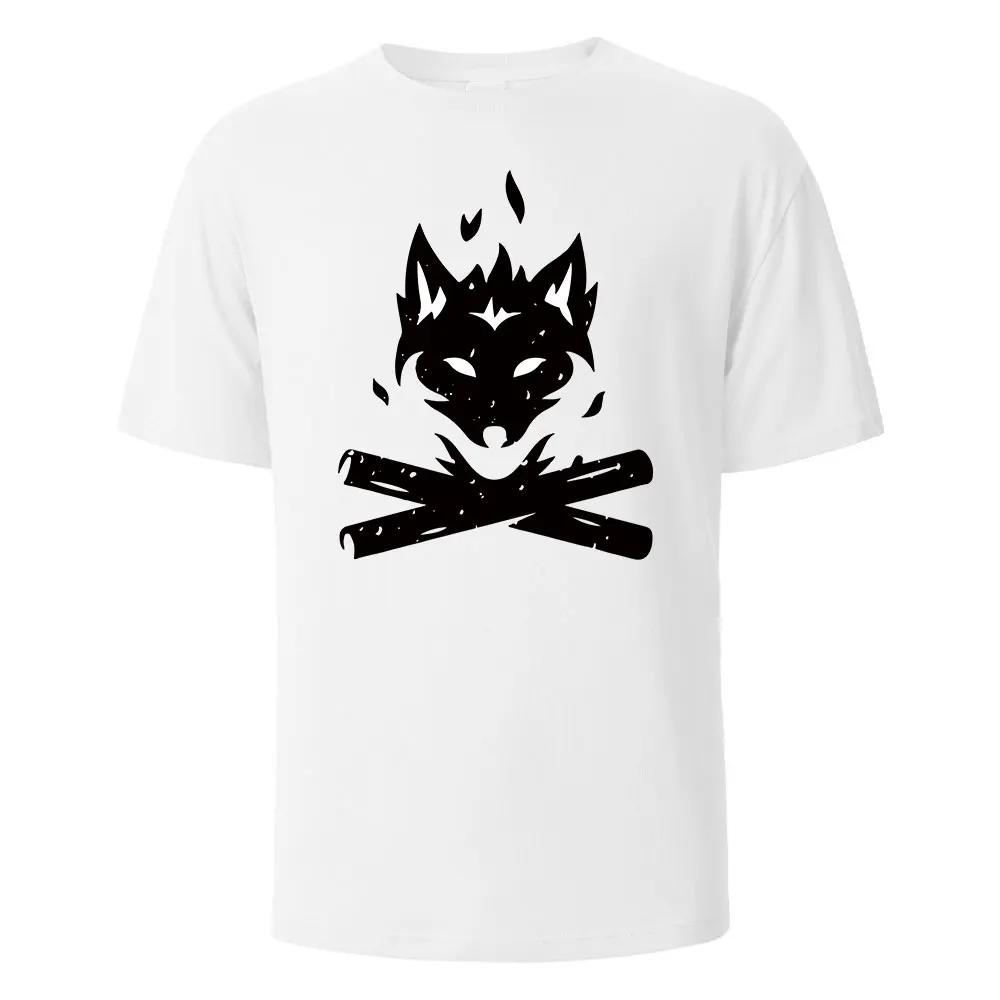 Футболка с принтом Black Fox Streetwear для мужчин, 100% хлопок, летние дышащие топы с короткими рукавами, футболки большого размера с круглым вырезом