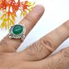 Кольцо из натурального зеленого оникса с драгоценным камнем Кольцо из стерлингового серебра 925 пробы Камень ручной работы Твердый бохо-шикарный камень Ювелирные изделия для женщин - 5,77 г