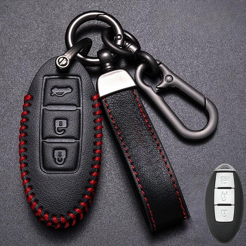 Кожаный чехол для автомобильного ключа Oli для Nissan Qashqai X-Trail T32 T31 Juke J10 J11 Kicks Tiida Pathfinder Note для Infiniti