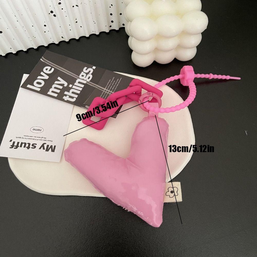 Simple Smooth Key Lanyard Cotton Filled Soft Key String Colour Love Heart Rope Bag