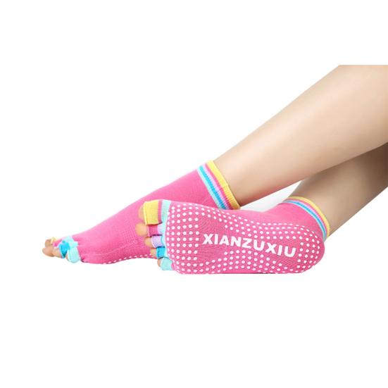 Нескользящие носки для йоги без пальцев с половиной пальца, дышащие женские носки с пятью пальцами