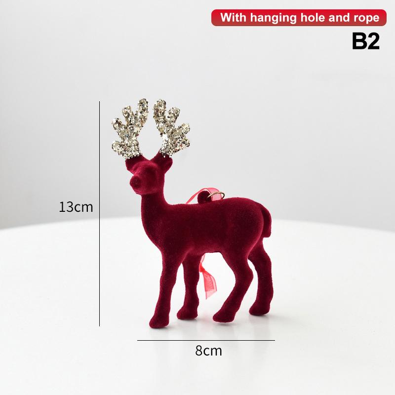 1 шт. Рождественский олень, украшения, декор для дома, настольный декор, подвесные шары, флокированный мини-олень, подвеска в виде лося
