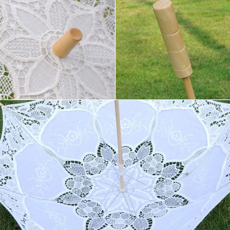 26/43cm Length Embroidery Lace Parasol Umbrella Wedding Decoration Photo Prop Flower Girl Umbrella Cotton Lace Kids Sun Umbrella