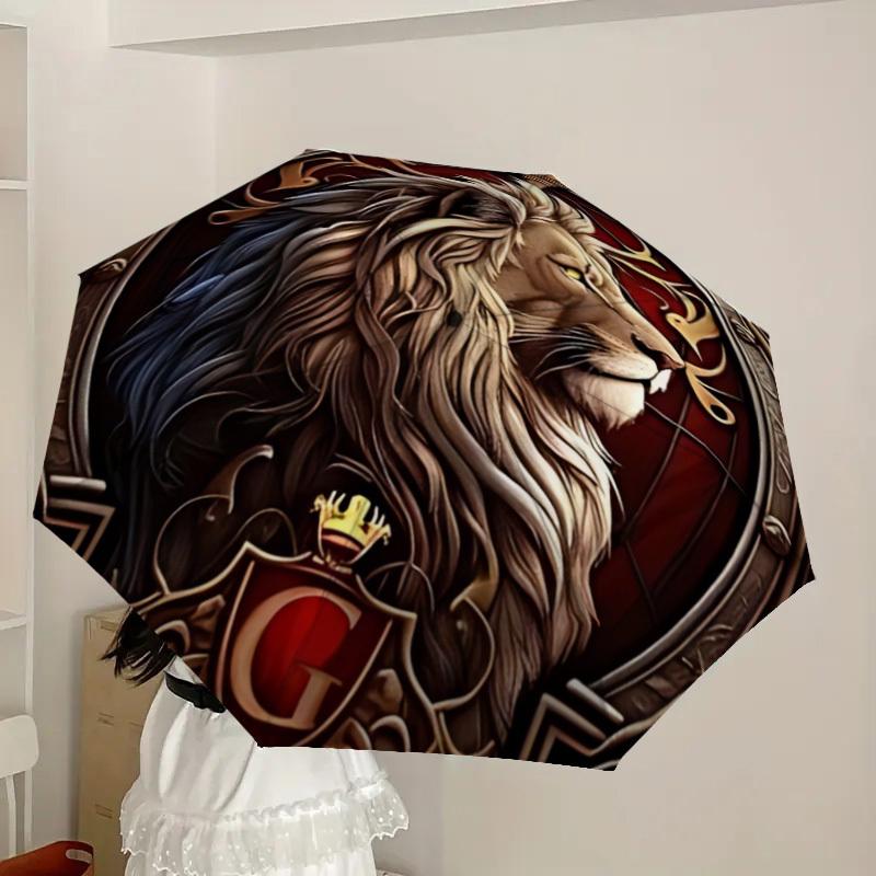 1pc Lion Emblem Automatic Open/Close Umbrella, Lightweight Design for Everyone,Durable Canopy yy251014056